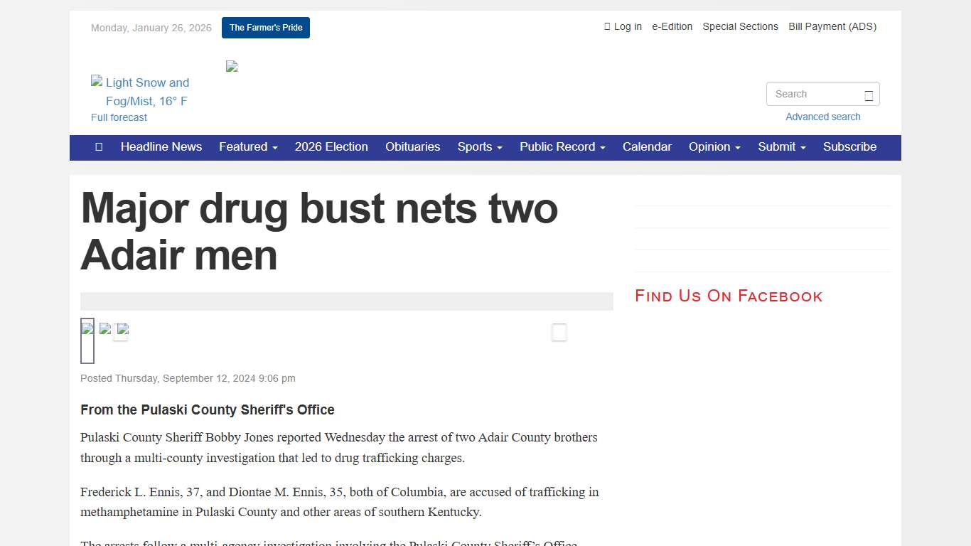 Major drug bust nets two Adair men - Adair County Community Voice