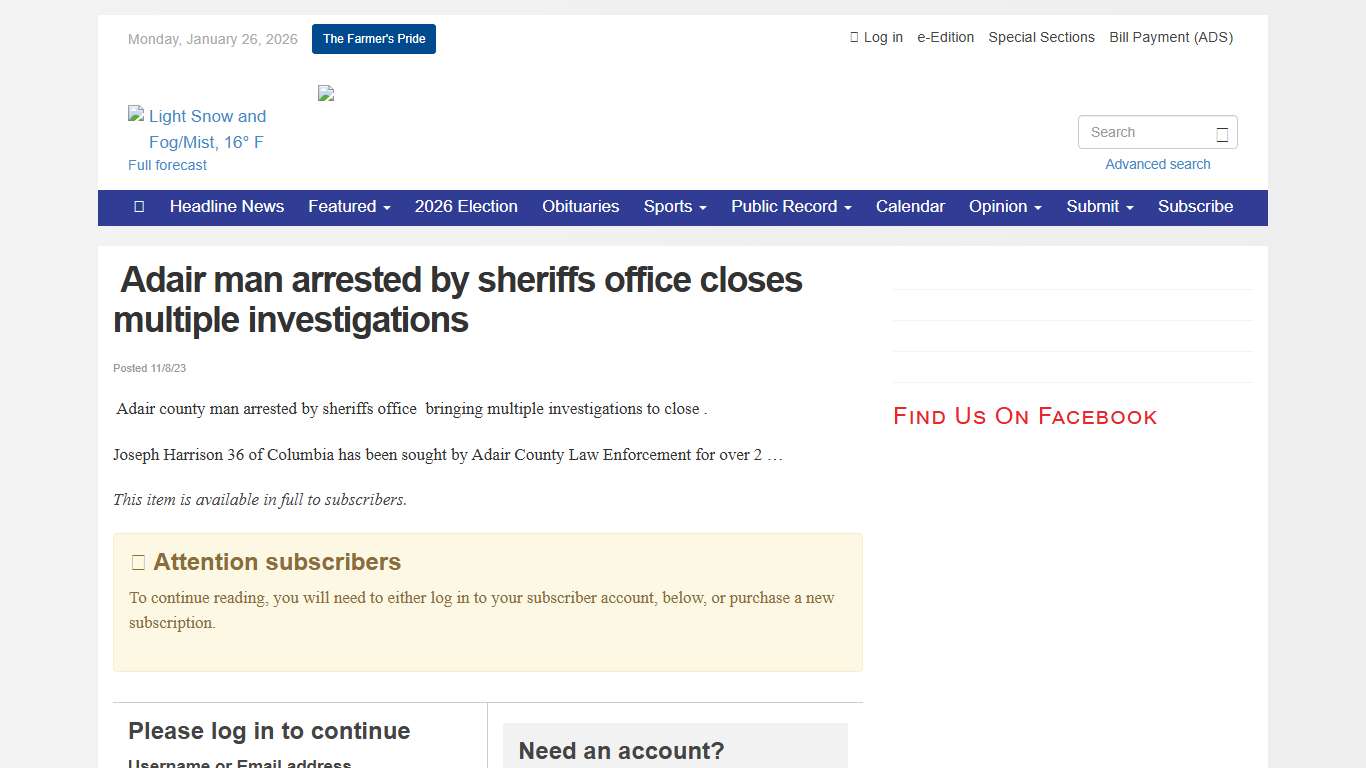 Adair man arrested by sheriffs office closes multiple investigations - Adair County Community Voice